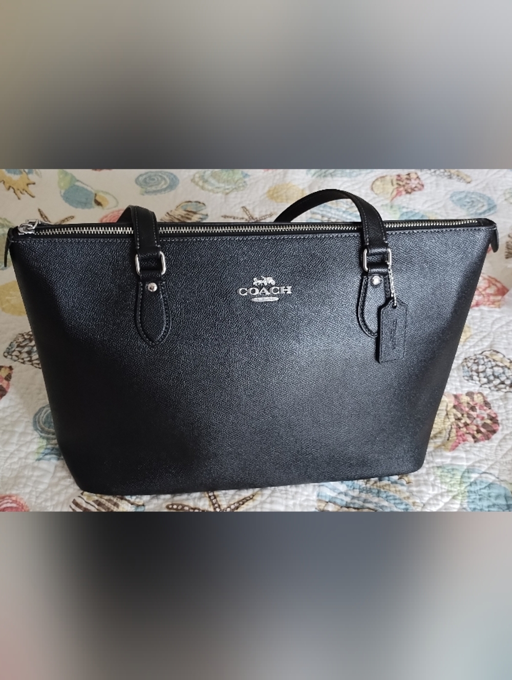 Coach Black Tote With Brown Interior